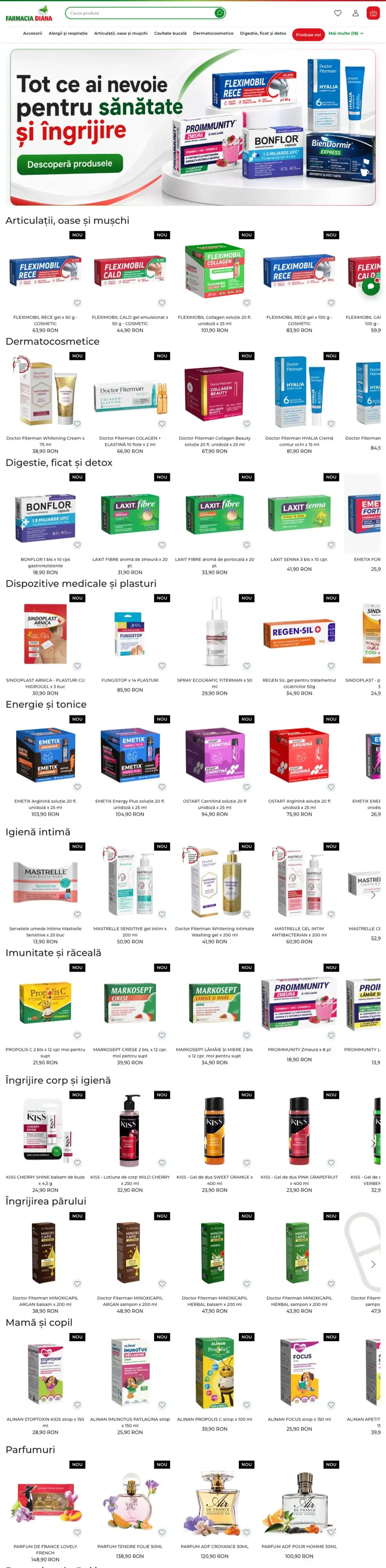 Desktop view of farmaciadiana.ro