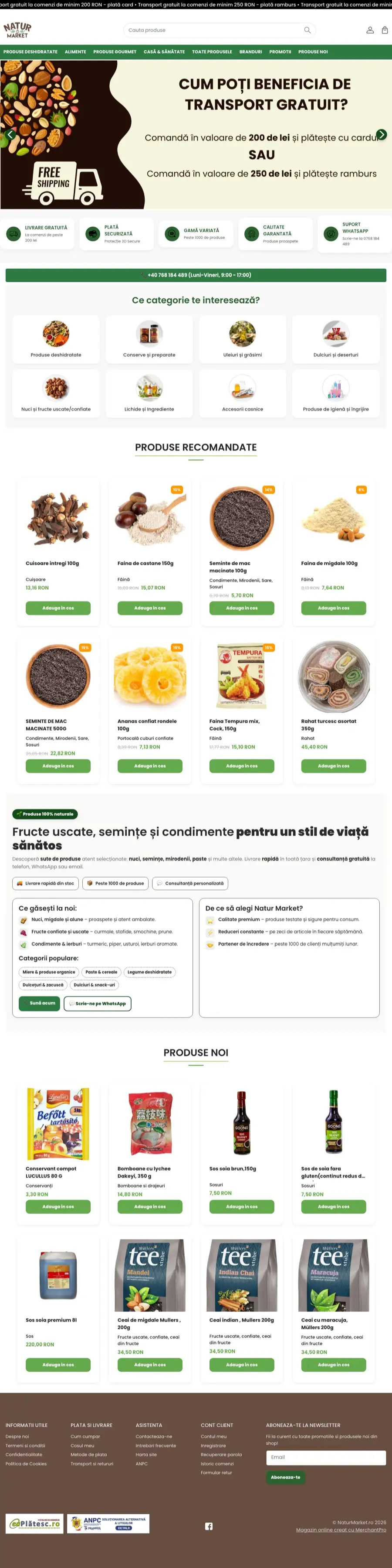 Desktop view of naturmarket.ro